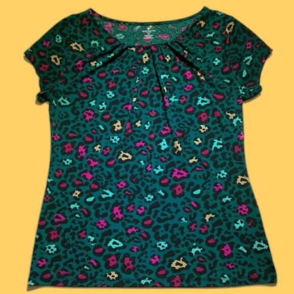 Worthington Blouse Top Multi Color Cheetah Blouse - Picture 1 of 5